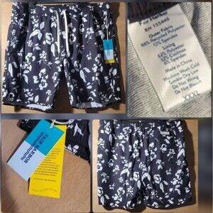 Fair Harbor Size 3XL in Men's Black Floral Swim Trunks With Liner